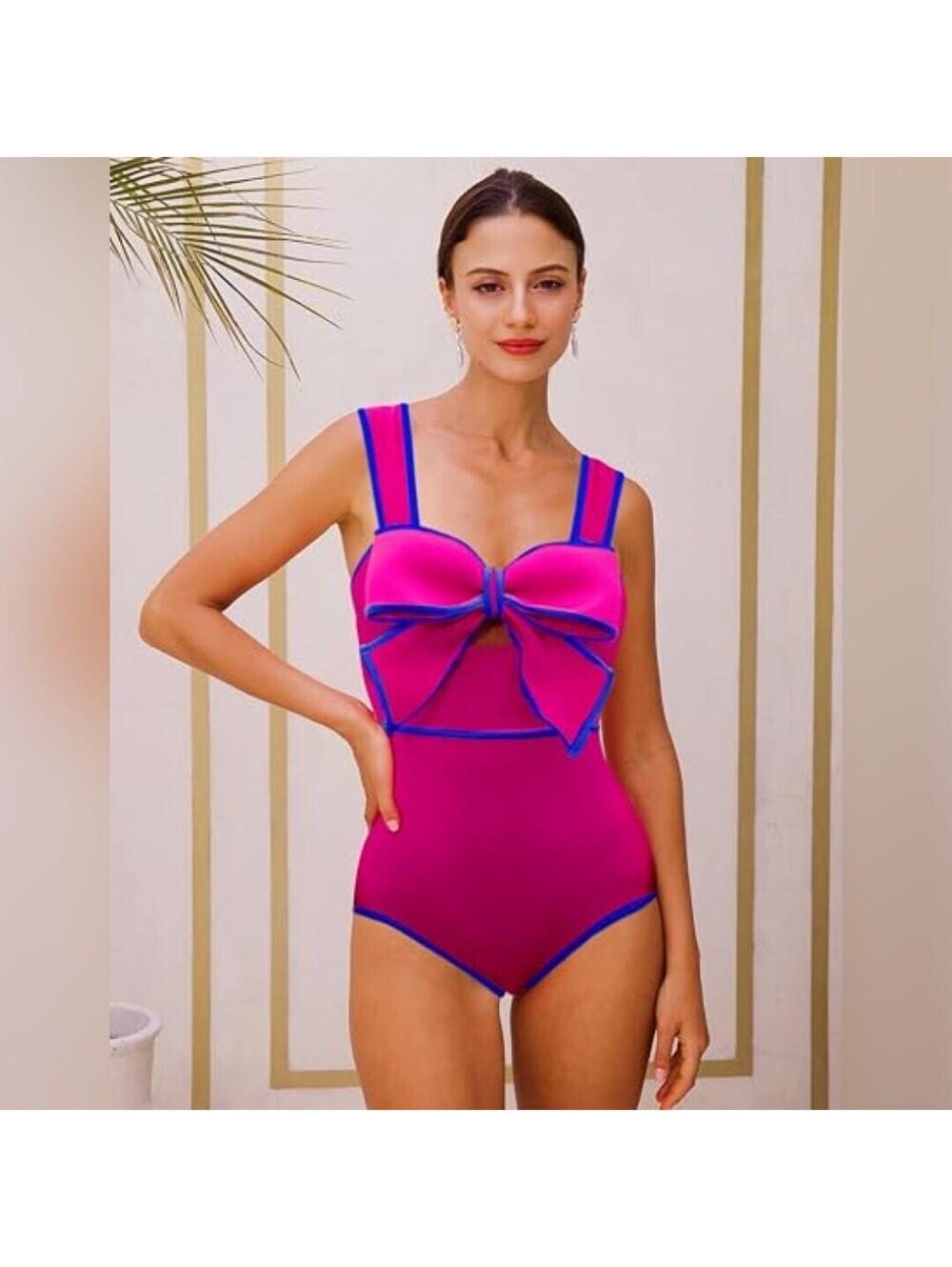 NWOT FLAXMAKER One Piece Bow-tie Cutout Tummy Control Swimsuit, Large (8-10) - Picture 3 of 7